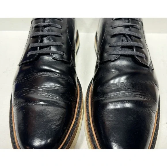 Fendi Roma Black Leather Lace Derby Dress Shoes Men's Size 9 US / 8 UK
